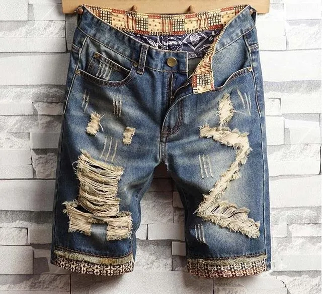 West Louis™ Ripped Bermuda Denim Shorts