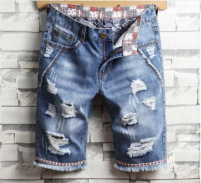 West Louis™ Ripped Bermuda Denim Shorts