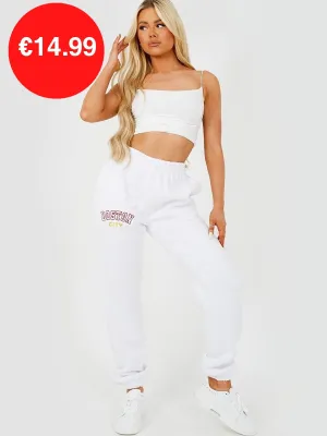 White Boston Embroidered Fleece Jogger