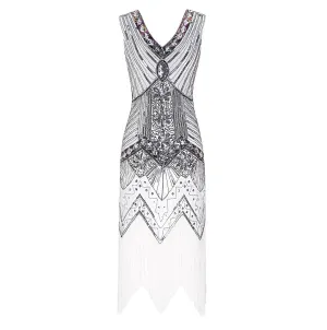 White Flapper Dress Great Gatsby Theme Work Party |JaosWish