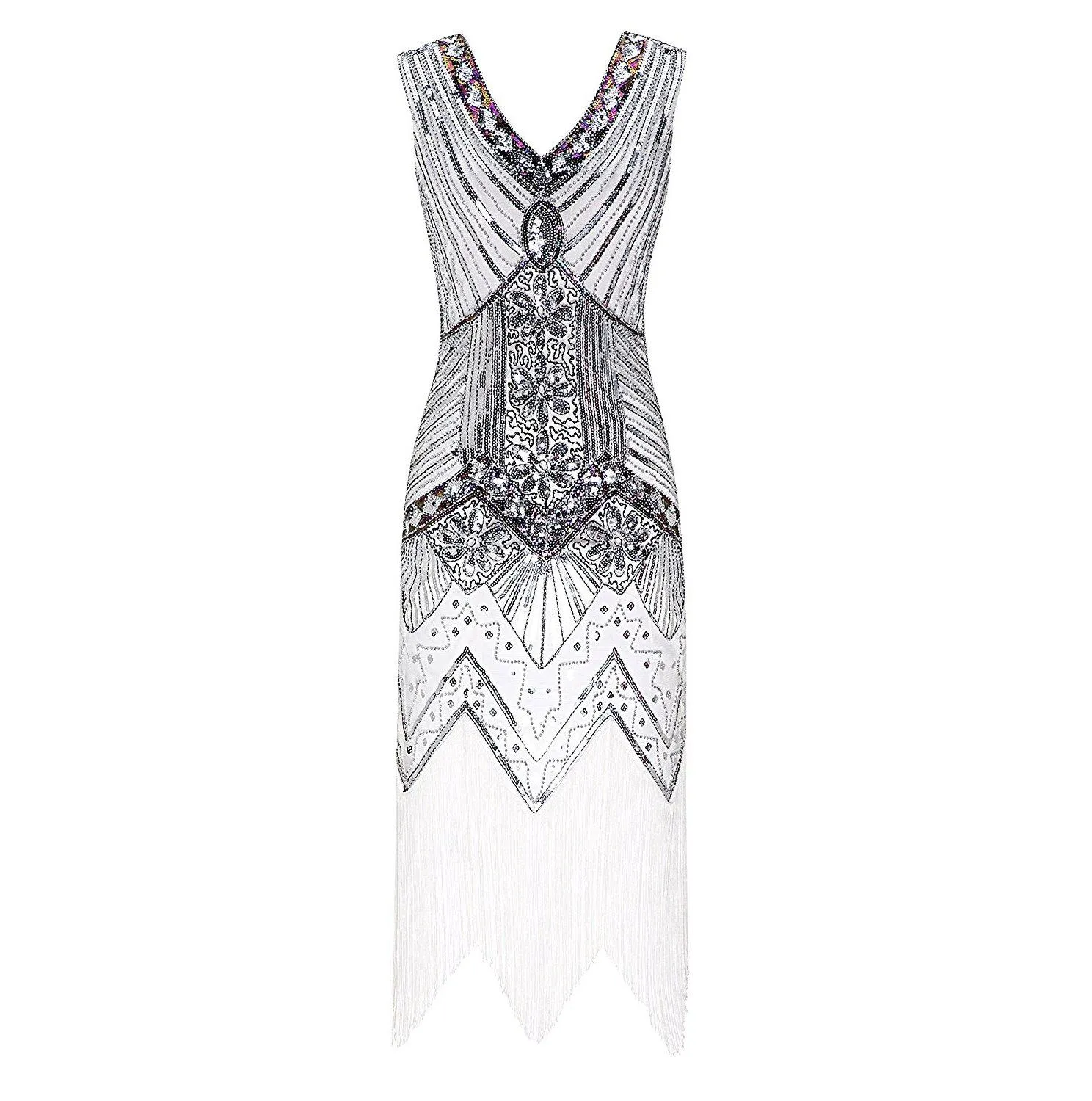 White Flapper Dress Great Gatsby Theme Work Party |JaosWish