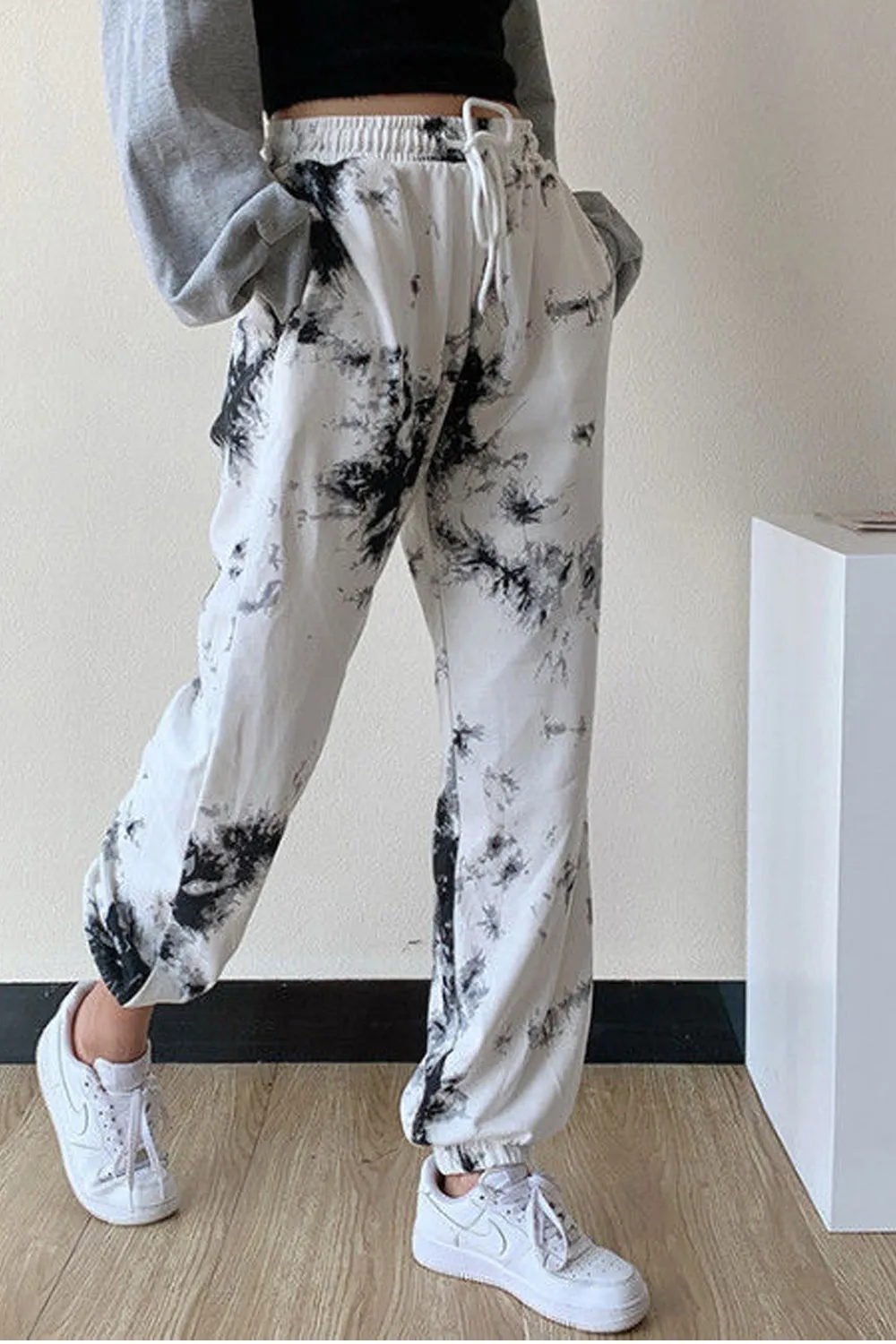 White Tie Dye Casual Jogger Sweatpants