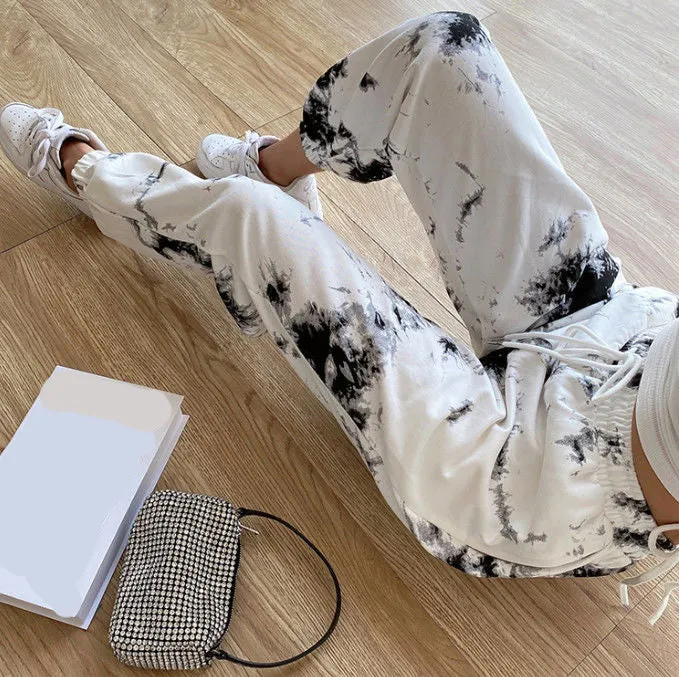 White Tie Dye Casual Jogger Sweatpants