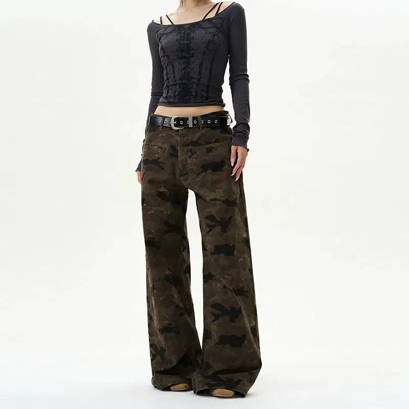 Wide-leg Camouflage Pants