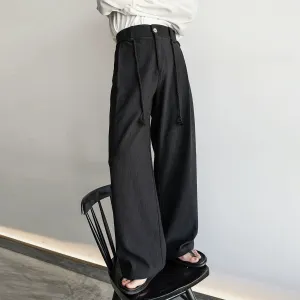 Wide-Leg Drawstring Casual Pants