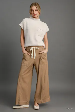 Wide Leg Pull On linen blend Pants