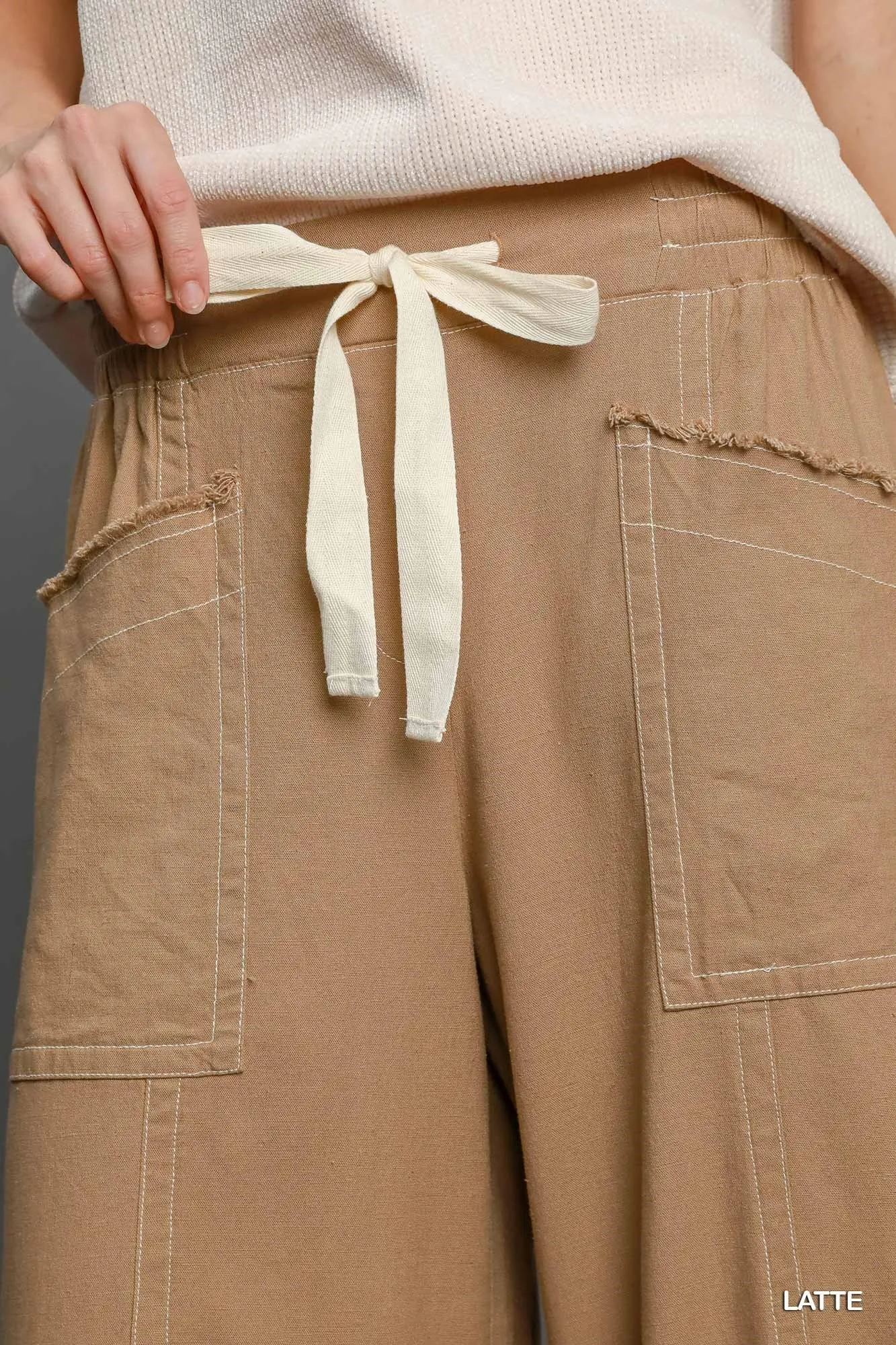 Wide Leg Pull On linen blend Pants