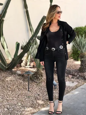 Winter High Waisted Jeans -Black