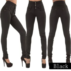 Women Casual Jeans High Waist Straight Leg Slim Pencil Pants