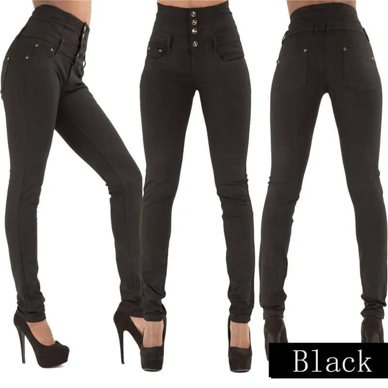 Women Casual Jeans High Waist Straight Leg Slim Pencil Pants