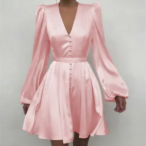 Women Long Sleeves Slim Mini Dresses