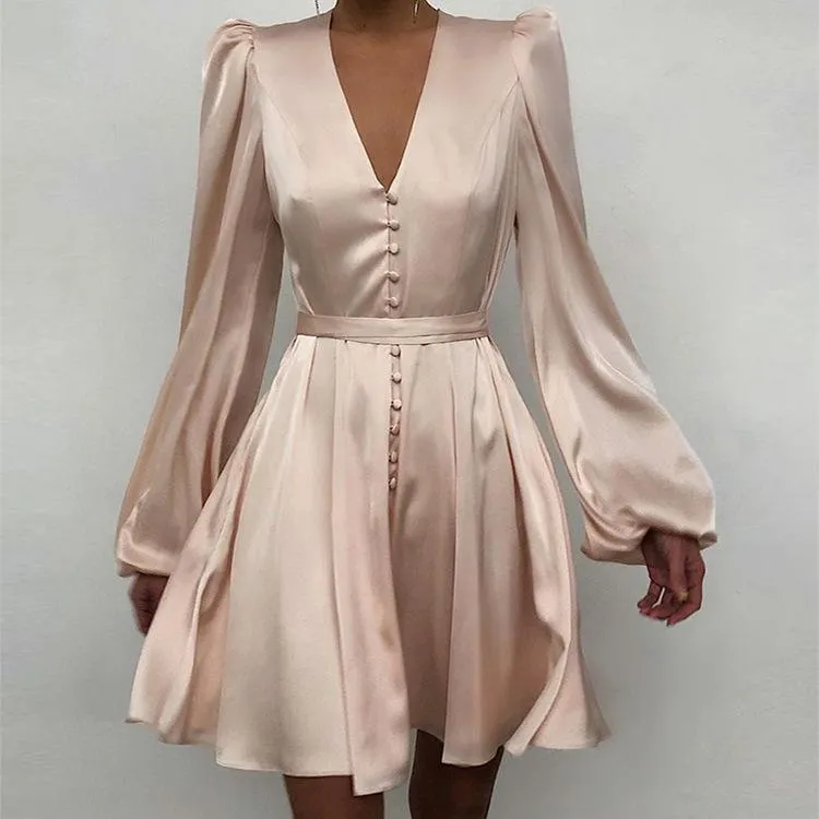 Women Long Sleeves Slim Mini Dresses