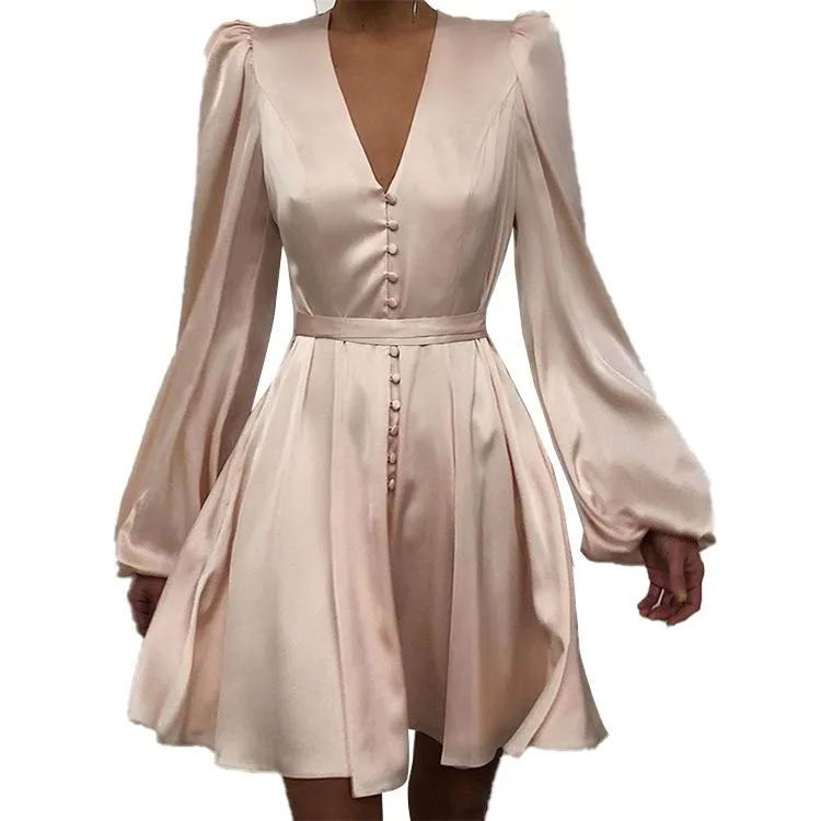 Women Long Sleeves Slim Mini Dresses