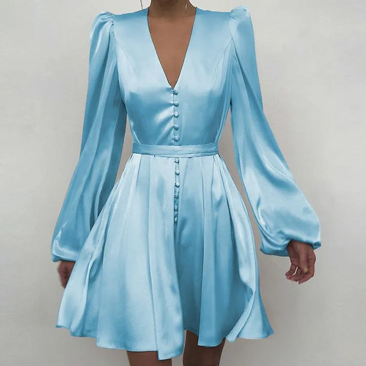 Women Long Sleeves Slim Mini Dresses