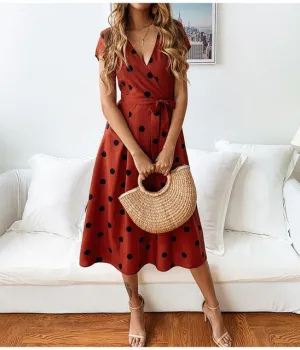 Women Vintage Dress Casual Polka Dot Print
