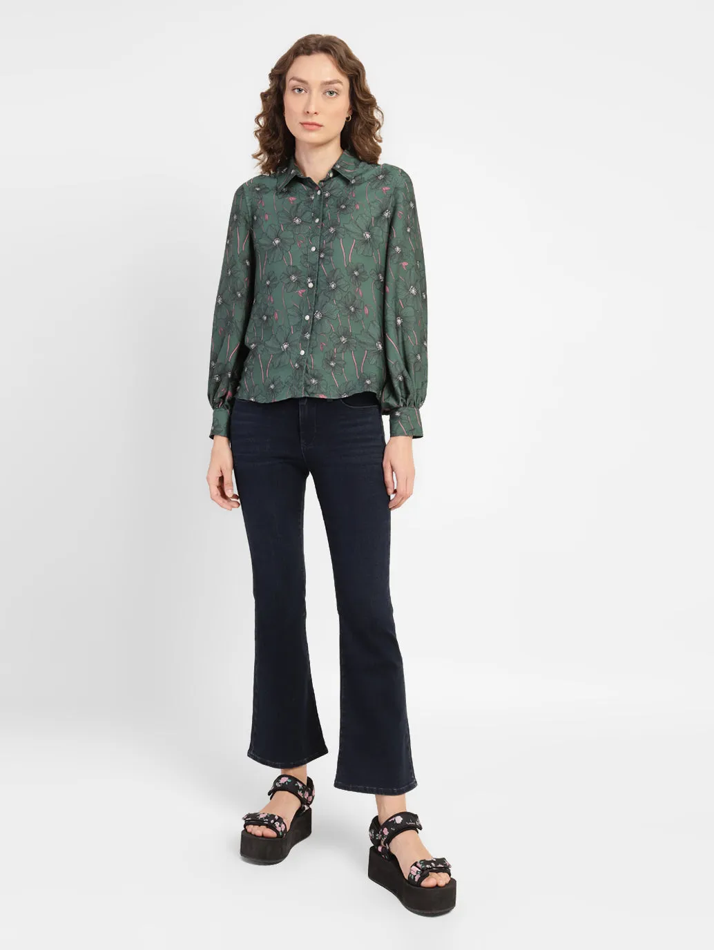 Women's 715 Blue Bootcut Fit Mid Rise Jeans
