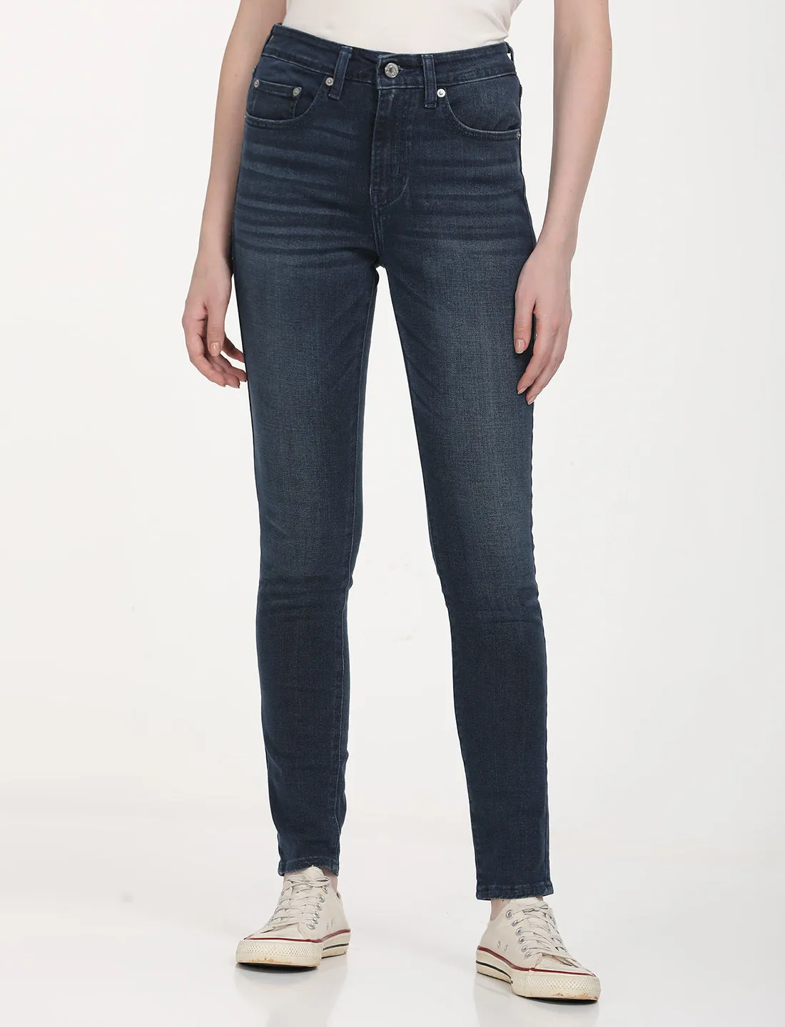 Women's 721 Navy Blue Skinny Fit High Rise Jeans