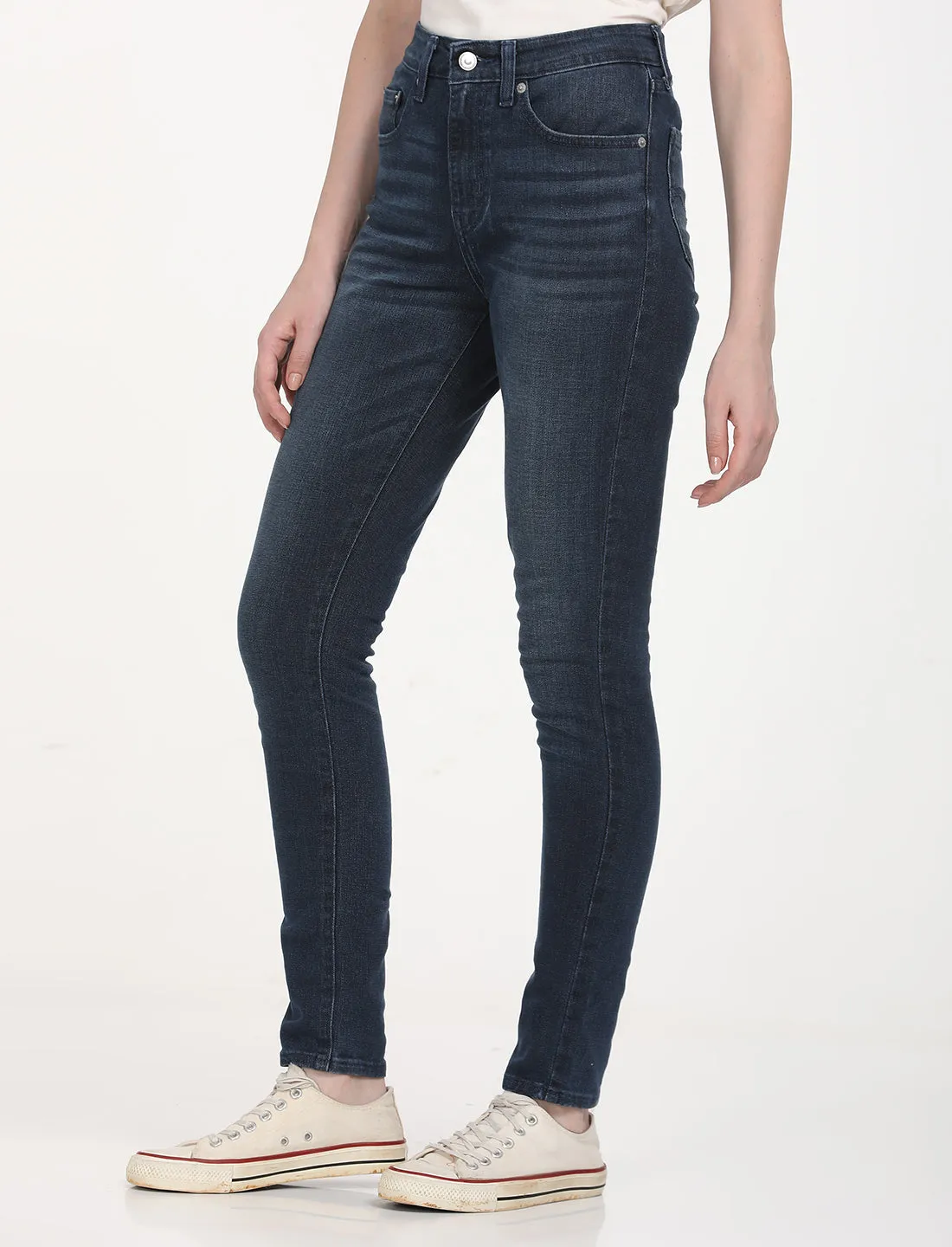 Women's 721 Navy Blue Skinny Fit High Rise Jeans