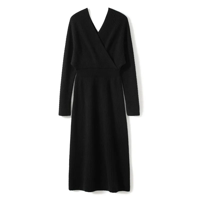 Women's Cashmere Dresses Long Wrap Cashmere Sweather Dresses