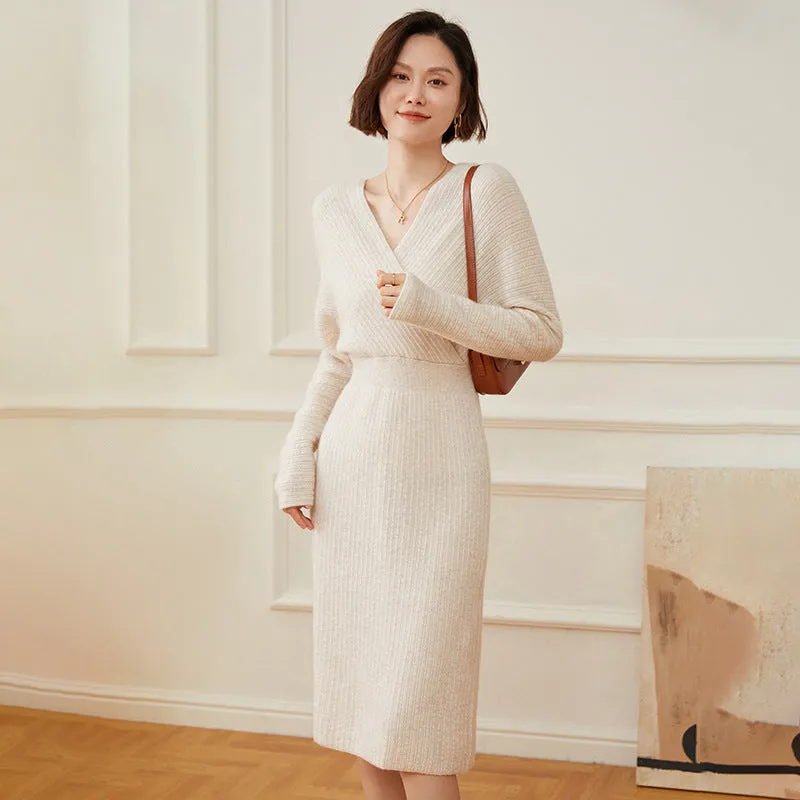 Women's Cashmere Dresses Long Wrap Cashmere Sweather Dresses