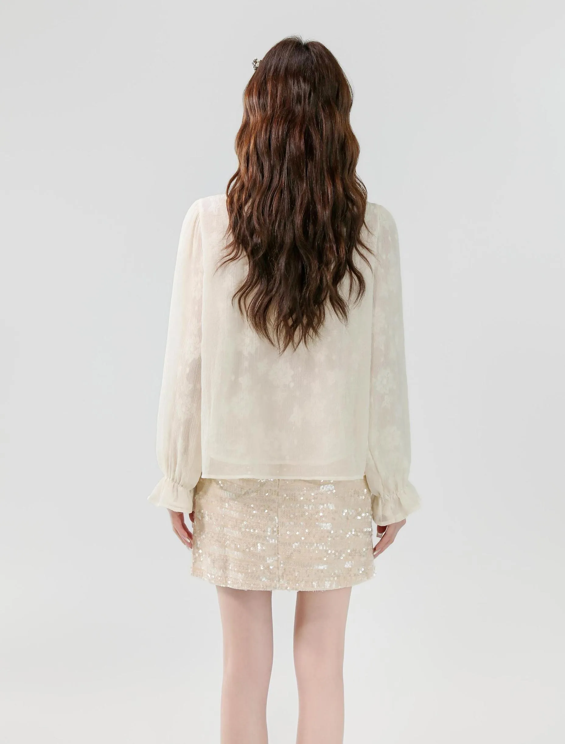 Women's Cropped Mini Pencil Skirt in Sparkling Sequin