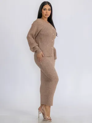 WOMEN'S ELASTIC WAIST PENCIL RIBBED MAXI SKIRT
