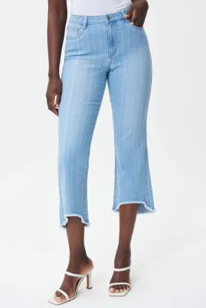 Women's Joseph Ribkoff | Faded Stripe Flare Crop Jean | Blue and White