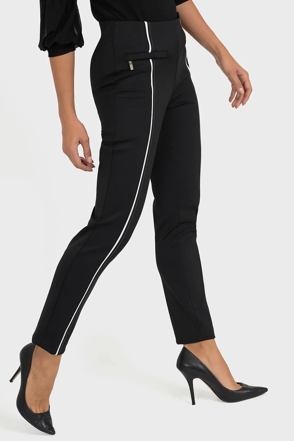 Women's Joseph Ribkoff | White Stitch Slimming Pull On Pant | Black