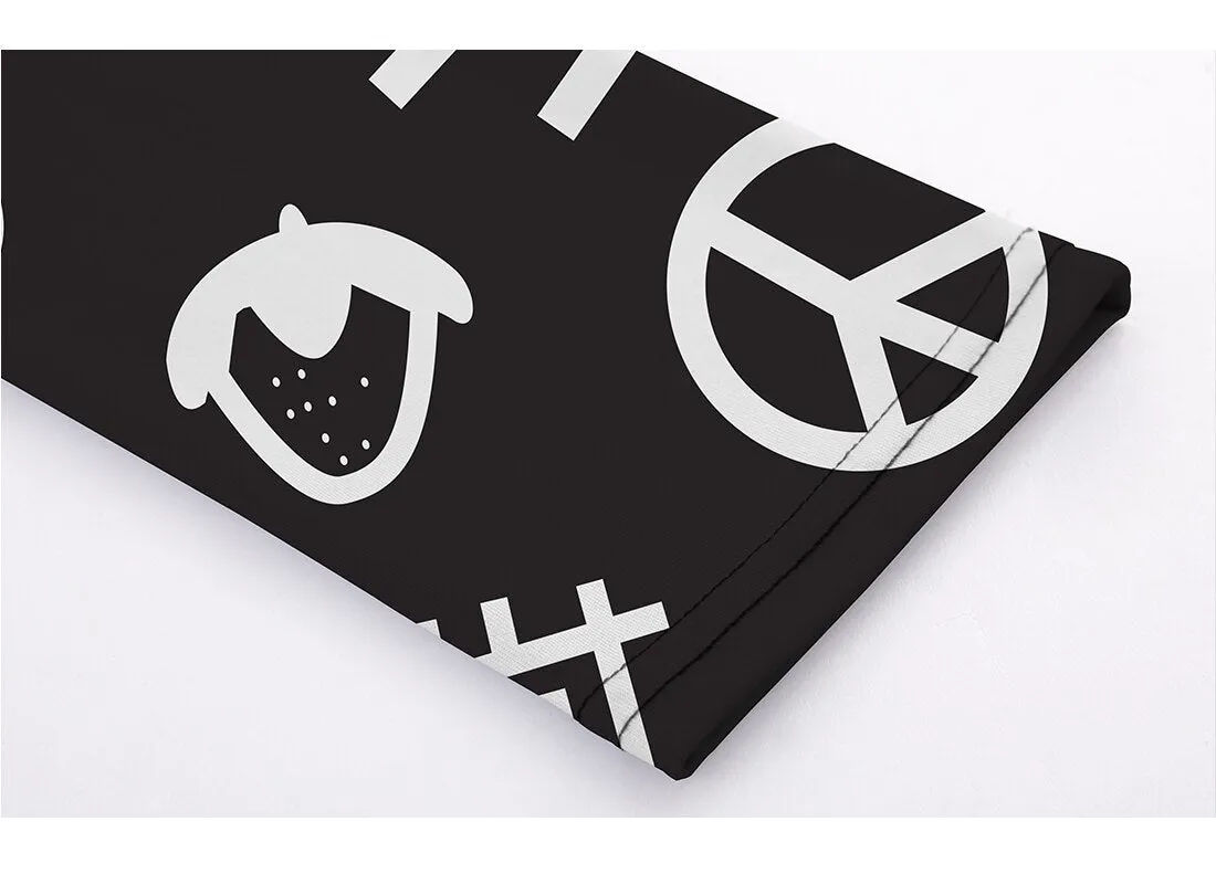 Women's Leggings Peace Symbol Printed Black White Workout Fitness Pant