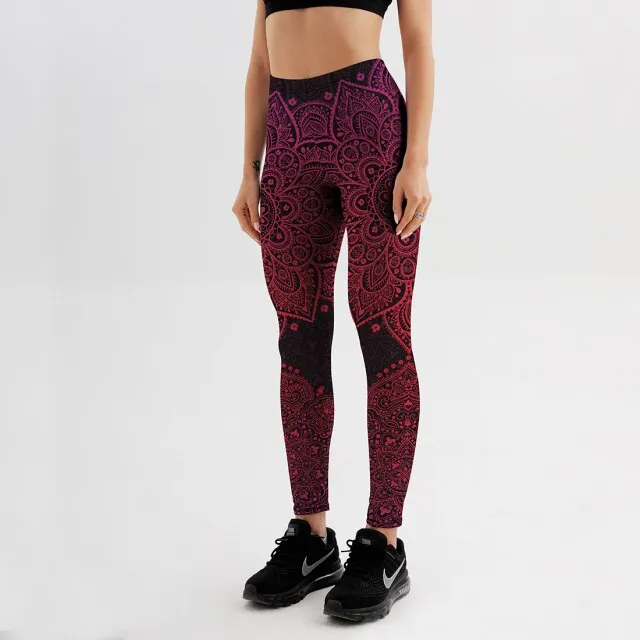 Women's Leggings Rosy Pink Mandala Floral Printed Fitness Workout