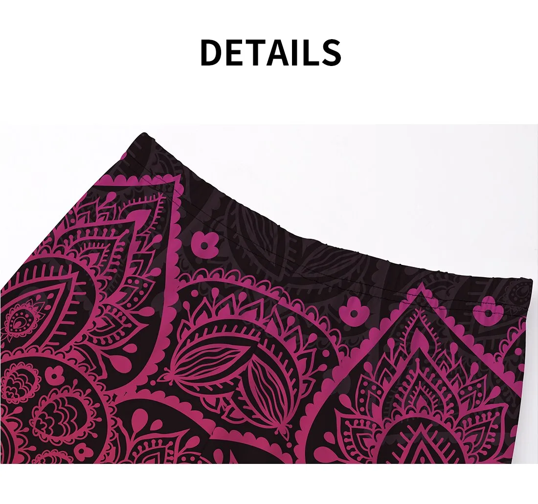 Women's Leggings Rosy Pink Mandala Floral Printed Fitness Workout