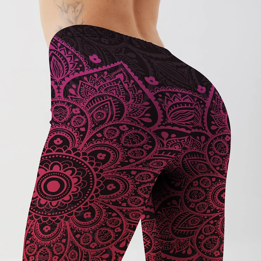 Women's Leggings Rosy Pink Mandala Floral Printed Fitness Workout