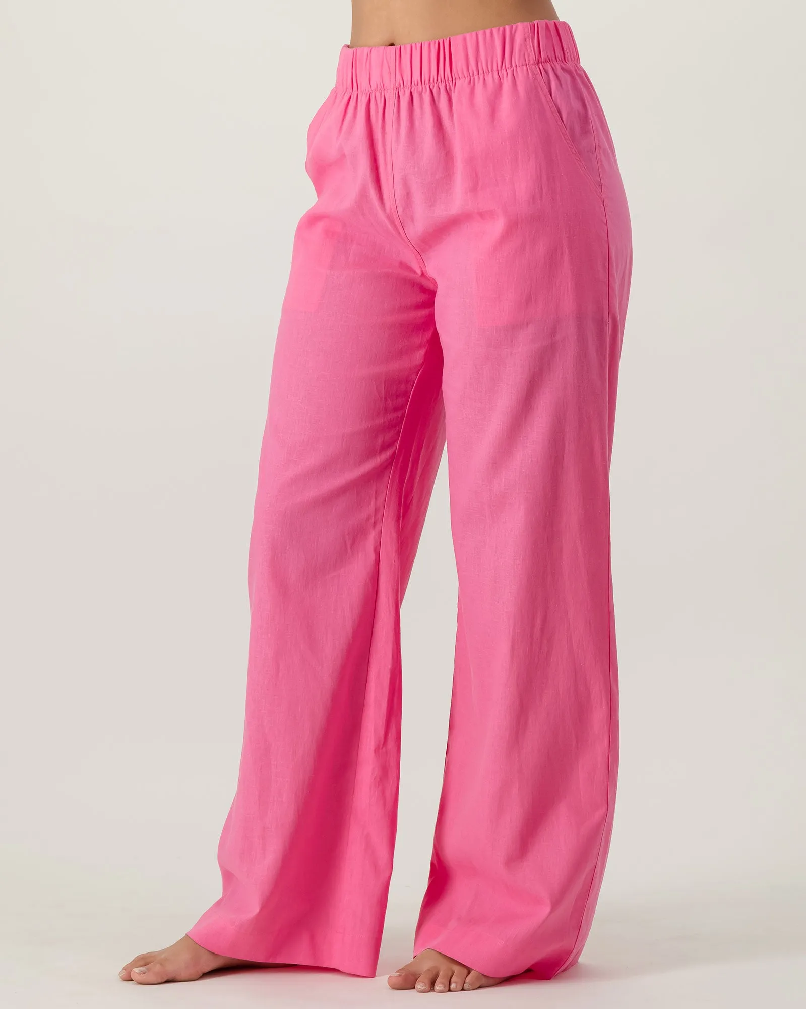 Womens Linen Pants - Pink