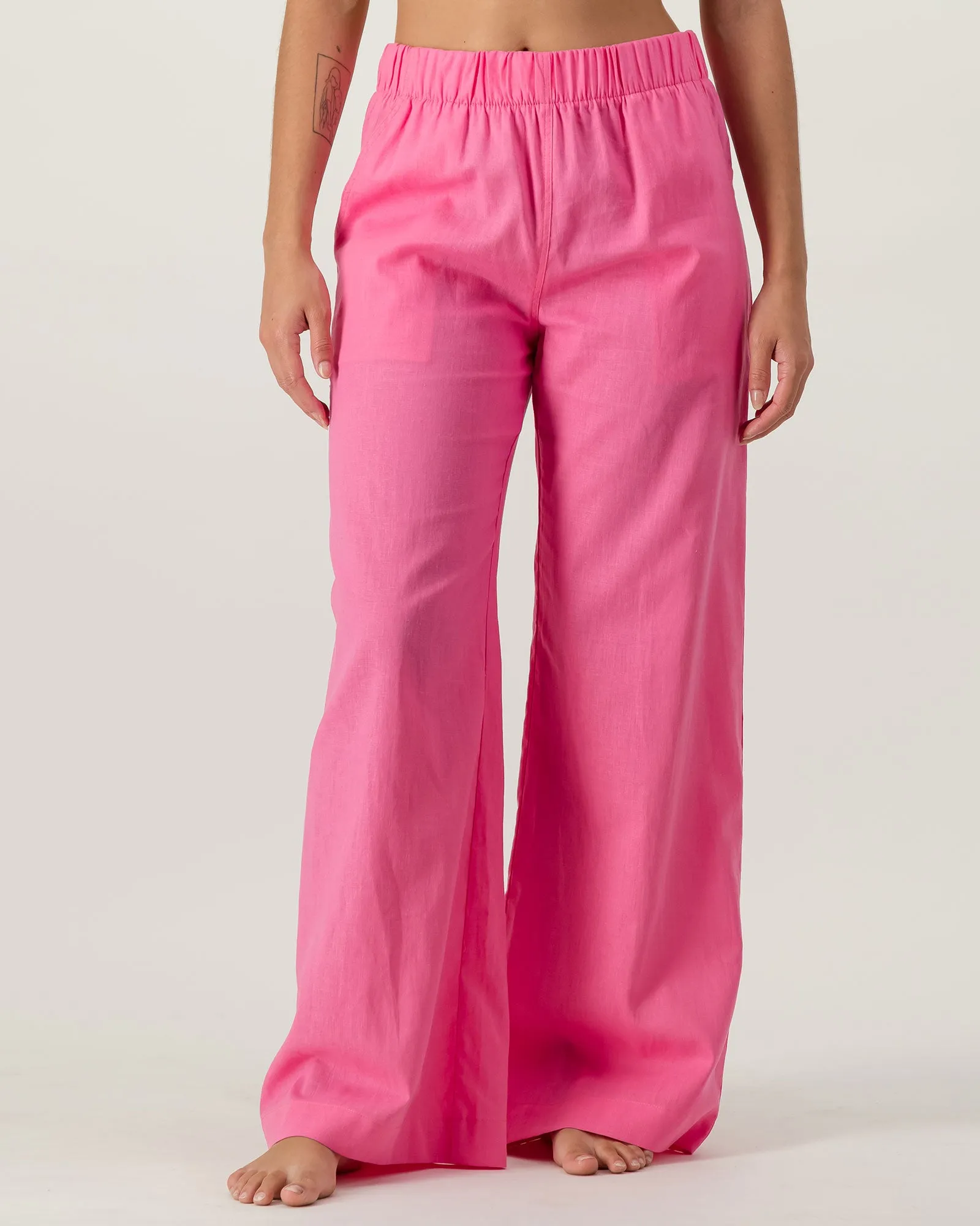 Womens Linen Pants - Pink