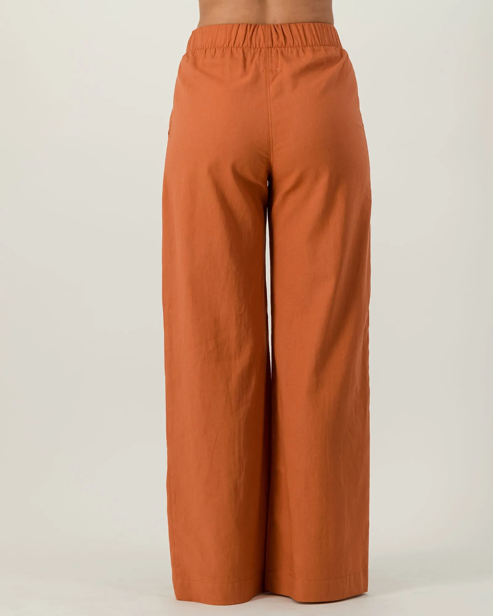 Womens Linen Pants - Rust