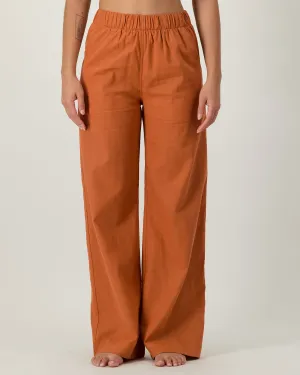 Womens Linen Pants - Rust