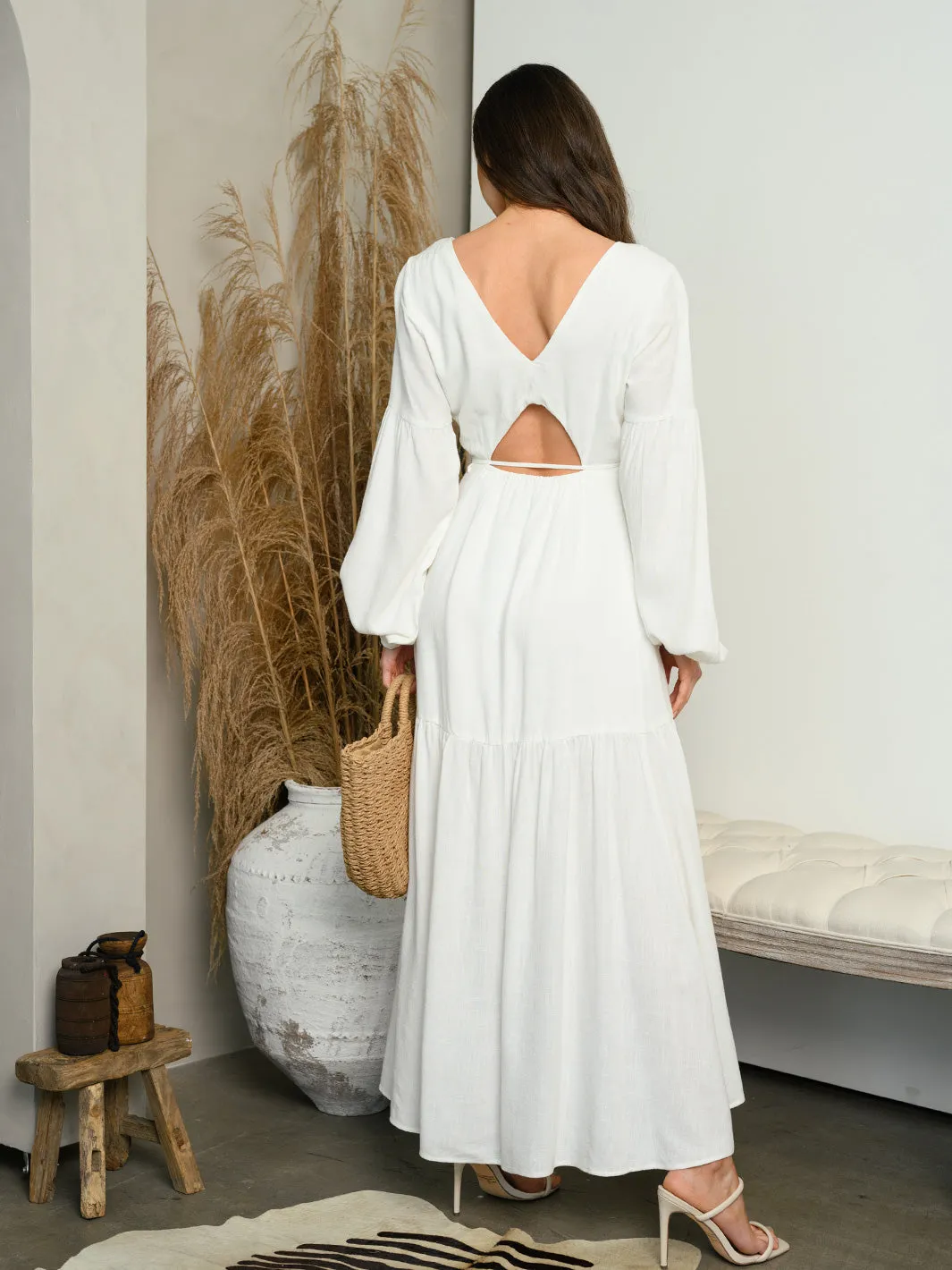 WOMEN'S LONG SLEEVE WRAP MAXI DRESS