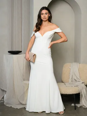 WOMEN'S OFF SHOULDER V-NECK BODYCON MAXI DRESS