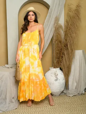 WOMEN'S SLEEVELESS TIE DYE MAXI DRESS