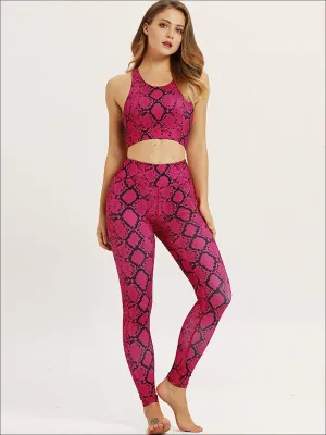 Women's Snake Print Sports Bra & Leggings Set