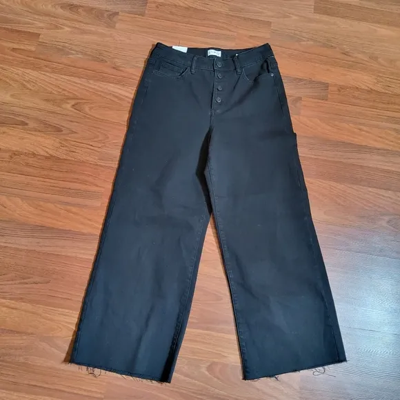 Wonderly Cropped Wide Leg Denim Jeans Size 29 Black New