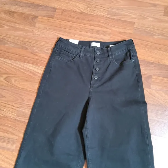 Wonderly Cropped Wide Leg Denim Jeans Size 29 Black New