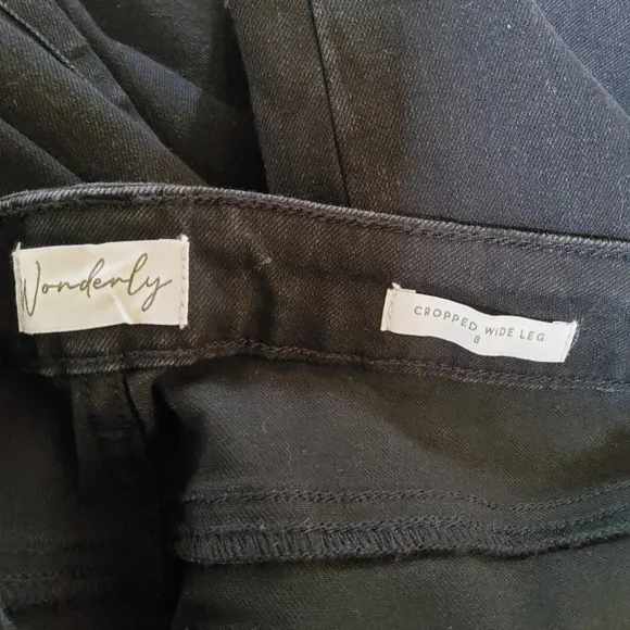 Wonderly Cropped Wide Leg Denim Jeans Size 29 Black New