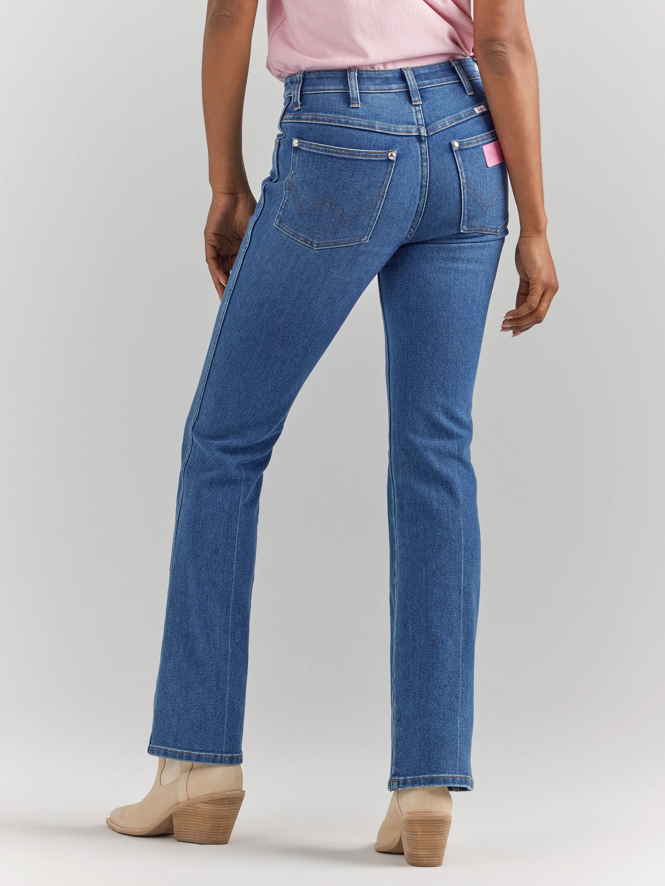 Wrangler Women's Barbie Westward Dark Wash High Rise Bootcut Jean