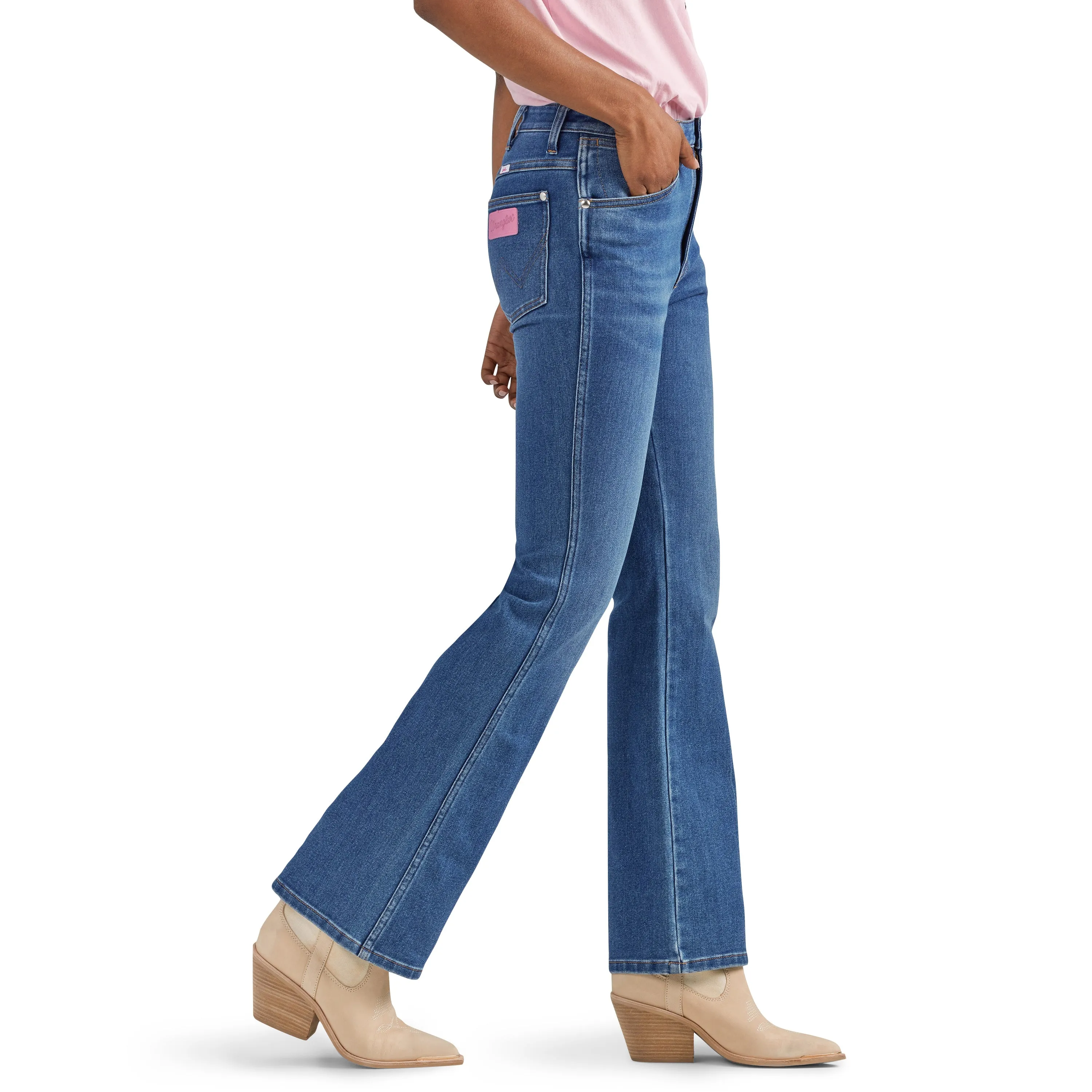 Wrangler Women's Barbie Westward Dark Wash High Rise Bootcut Jean