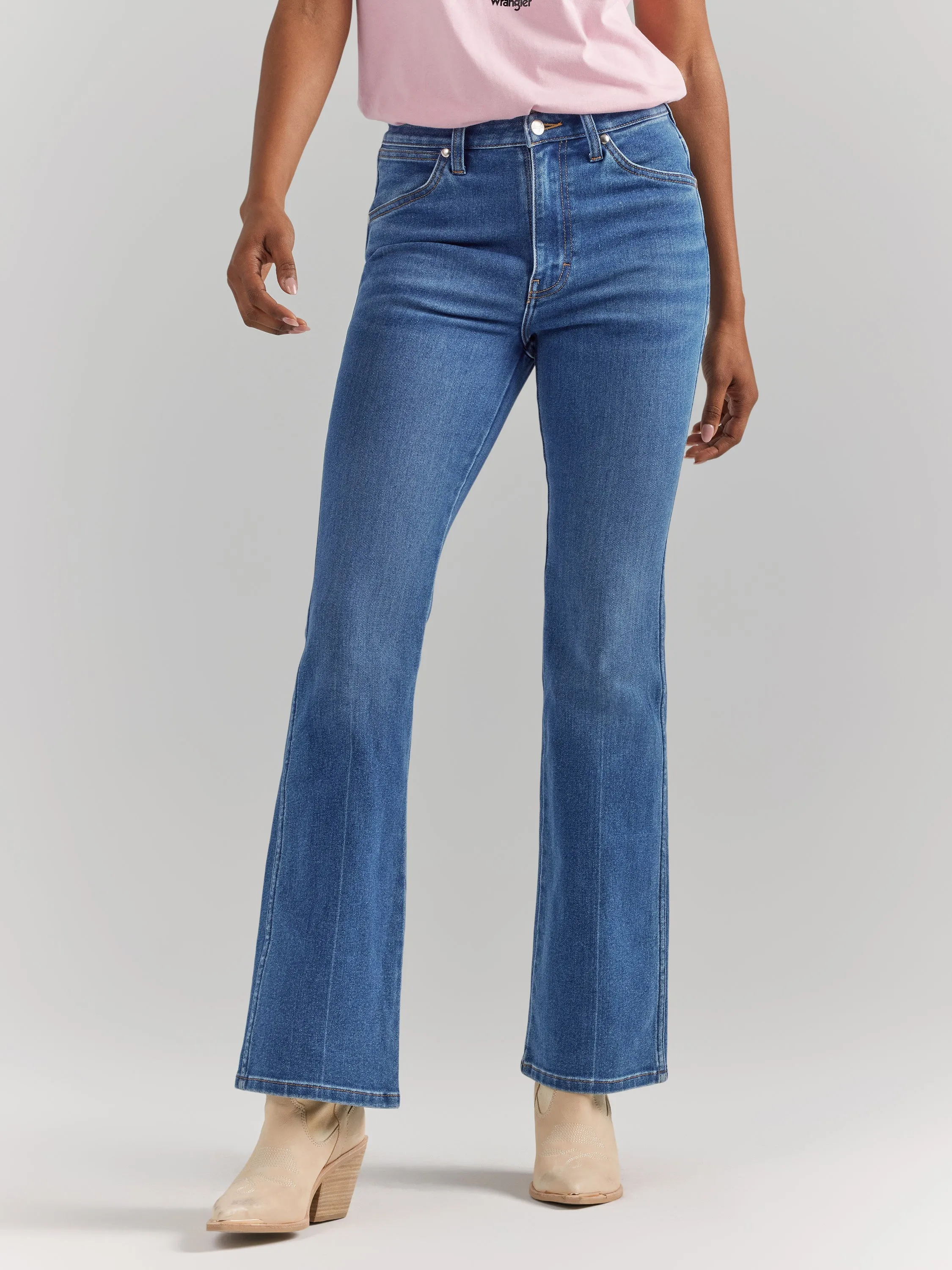 Wrangler Women's Barbie Westward Dark Wash High Rise Bootcut Jean