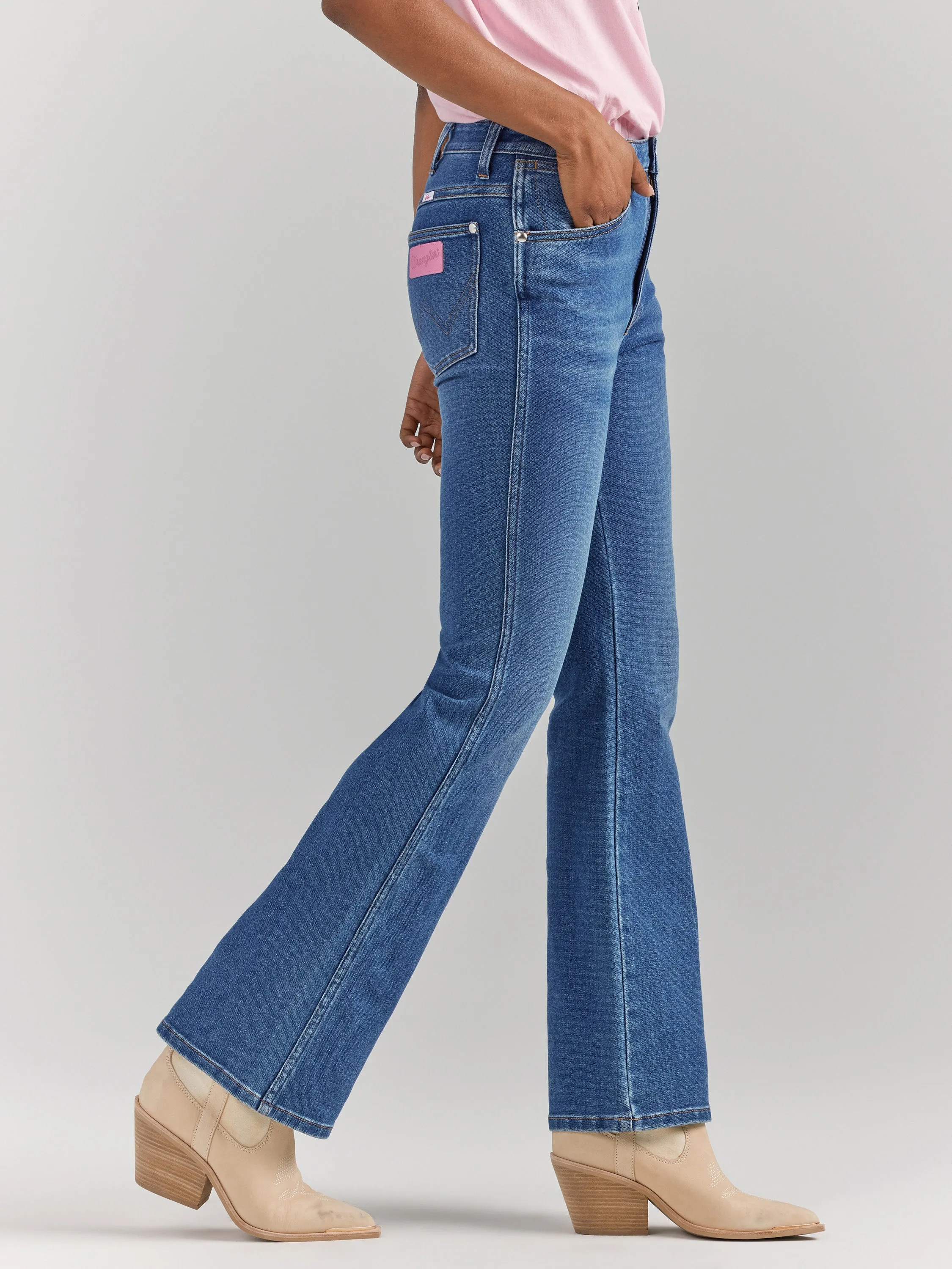 Wrangler Women's Barbie Westward Dark Wash High Rise Bootcut Jean