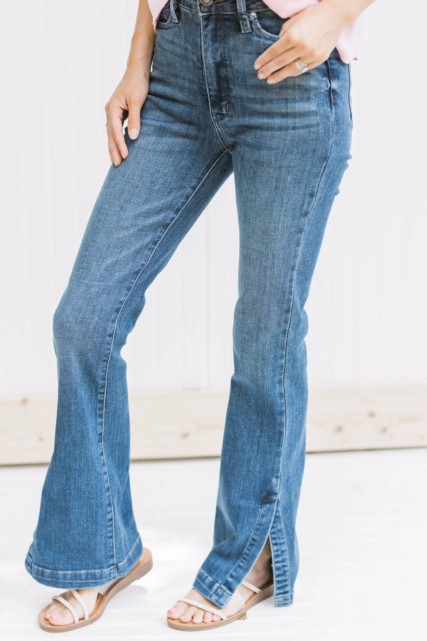 X Judy Blue Tummy Control Hi Waisted Split Jean