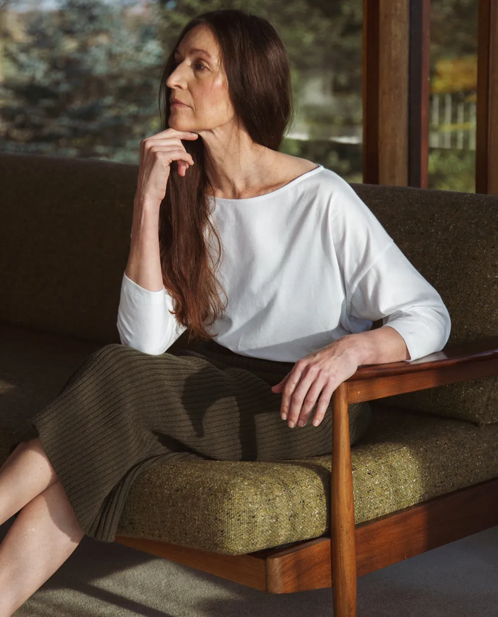 Xenthe Alpaca And Recycled Wool Skirt In Army