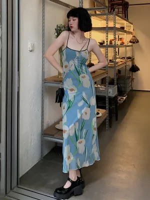 Y2K Floral Mesh Midi Dress